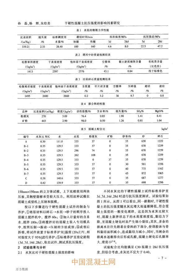 干硬性混凝土抗压强度的影响因素研究_百家争